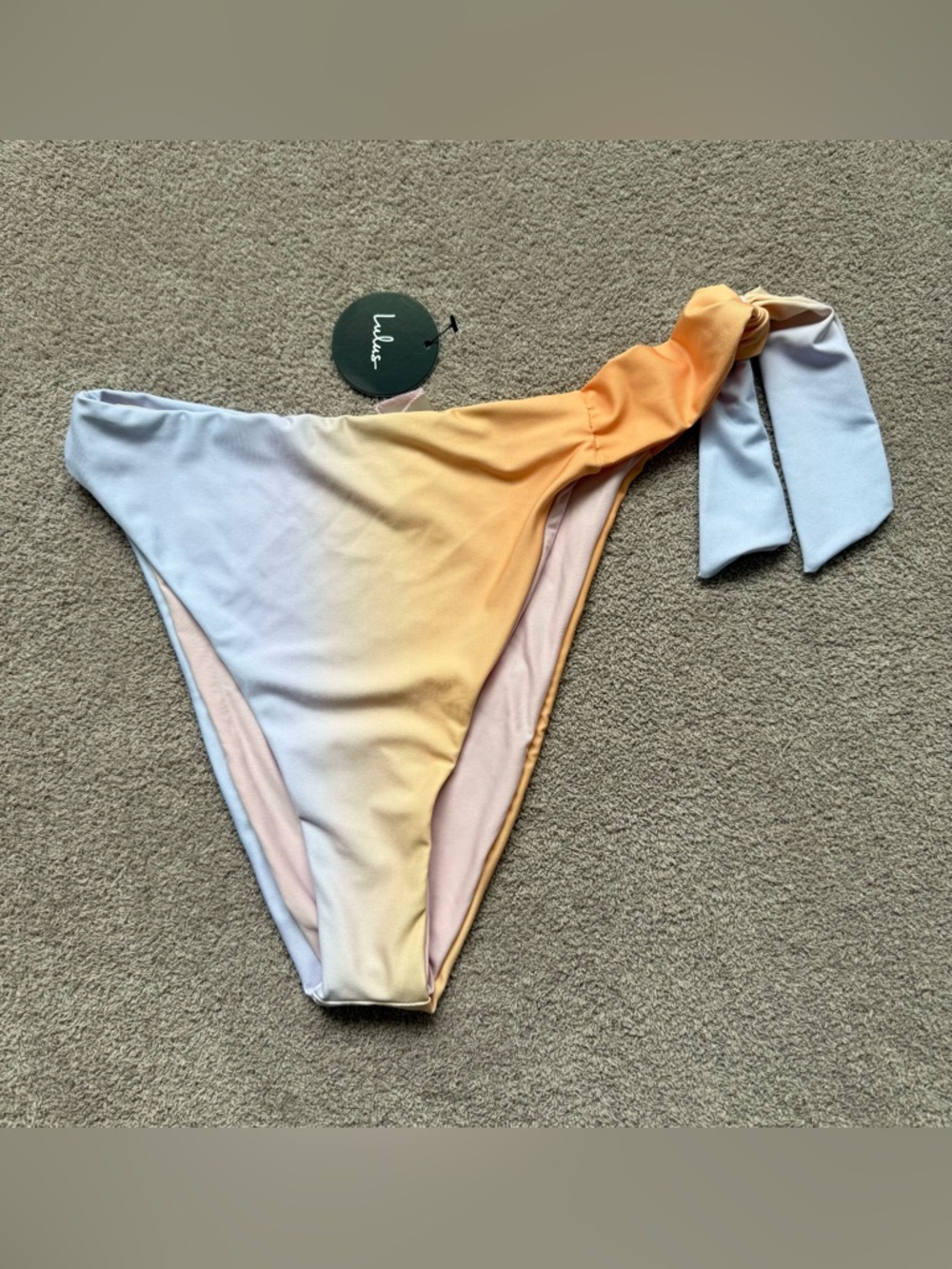 Lulus -  Ocean Skies Side Tie - Bikini Bottom - Orange/Yellow/Purple Ombré 